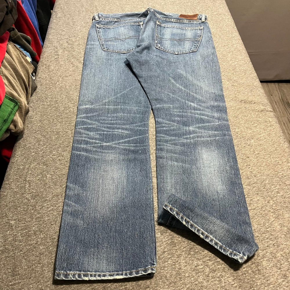 Polo Ralph Lauren Mens Straight Leg Medium Wash Whiskered Denim Jeans 36x30